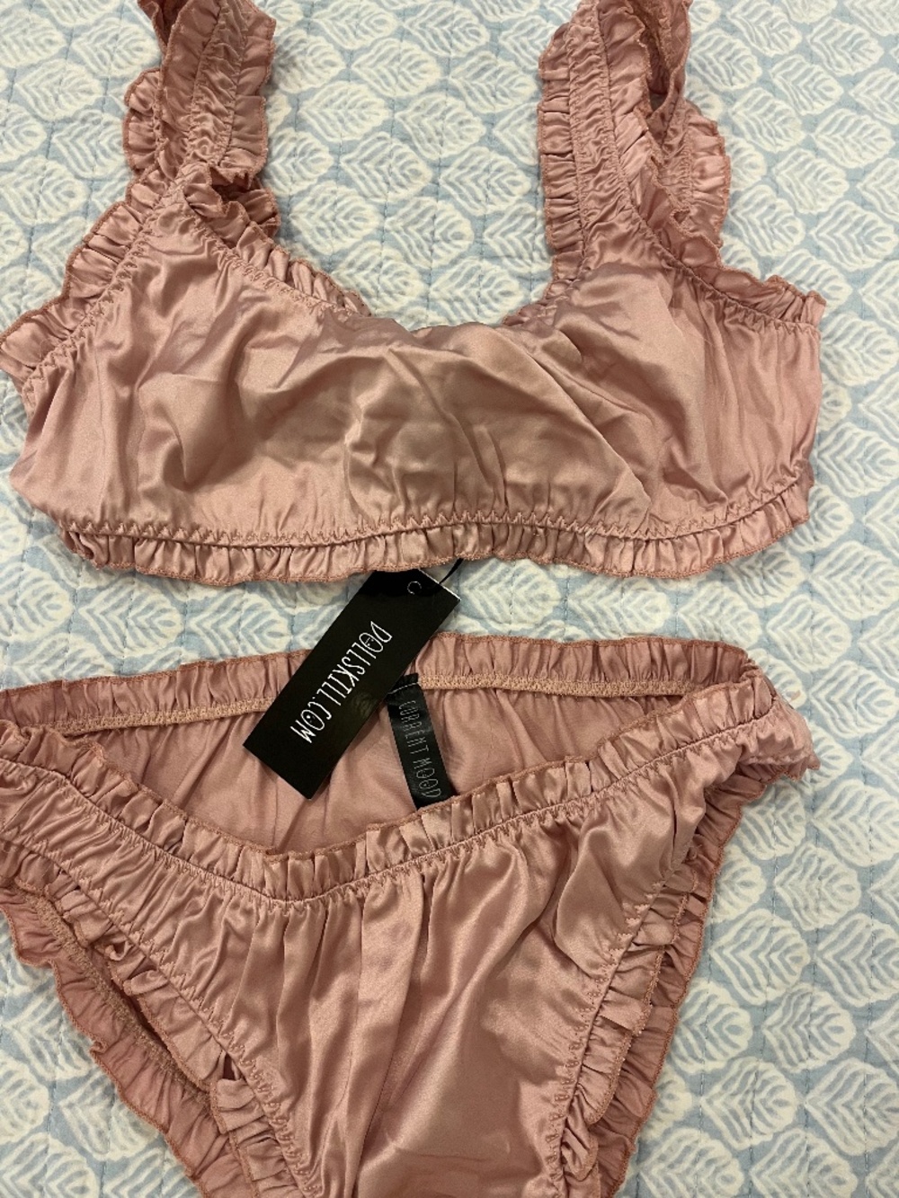 Dolls Kill champagne color lingerie.